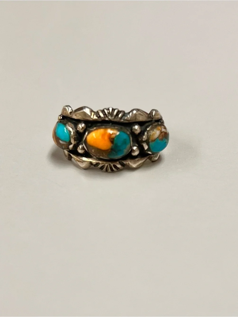 Spiny Turquoise Dahlia Ring Sterling Silver